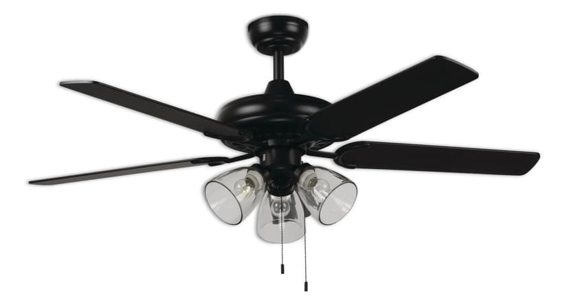 For Living 52" 5-Reversible Blade 3-Speed 3-Lights Ceiling Fan, Black