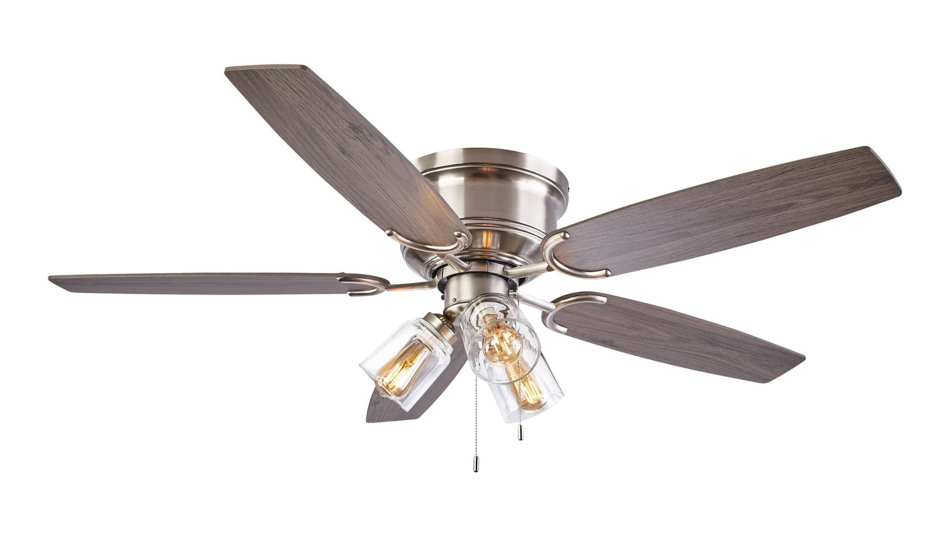 For Living 52" 5-Reversible Blade 3-Speed 3-Lights Ceiling Fan, Brushed Nickel