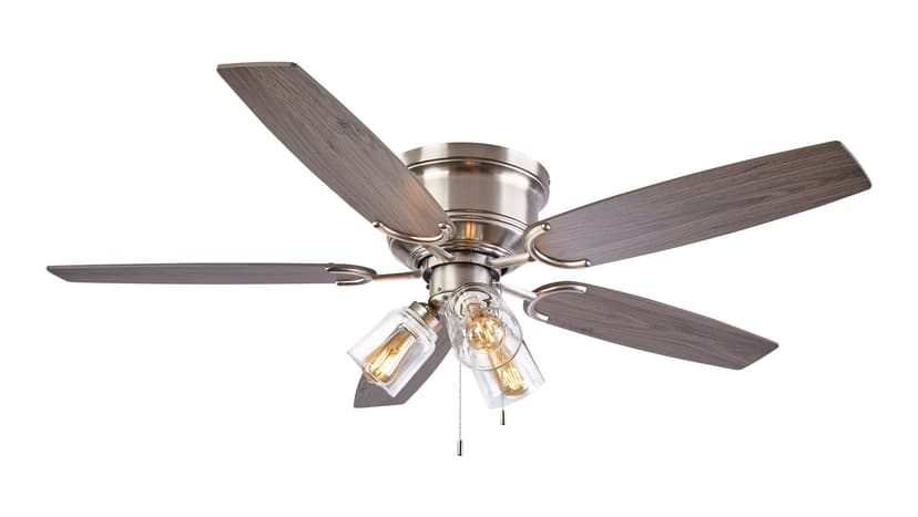 For Living 52" 5-Reversible Blade 3-Speed 3-Lights Ceiling Fan, Brushed Nickel