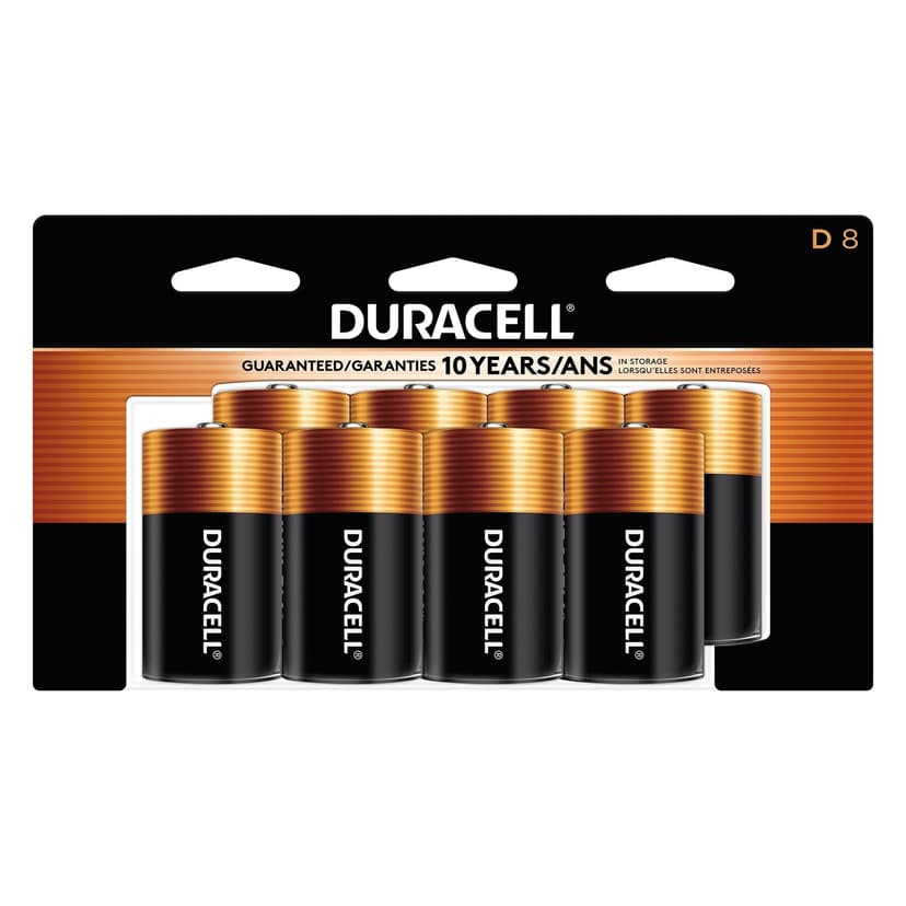 Duracell Coppertop D Alkaline Batteries, All Purpose, 8-pk