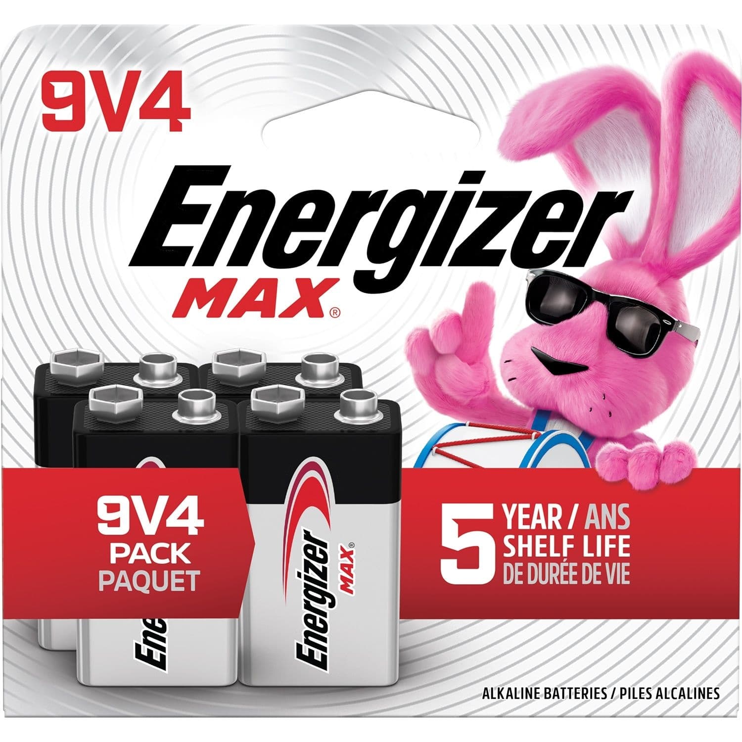 Energizer Max 9V Batteries, Long Lasting, All Purpose, Alkaline, 4-pk