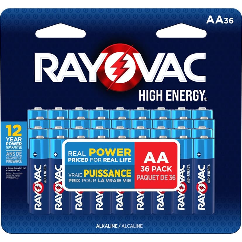 Rayovac HIGH ENERGY™ AA Alkaline Batteries, Long Lasting, All Purpose, 36-Pk