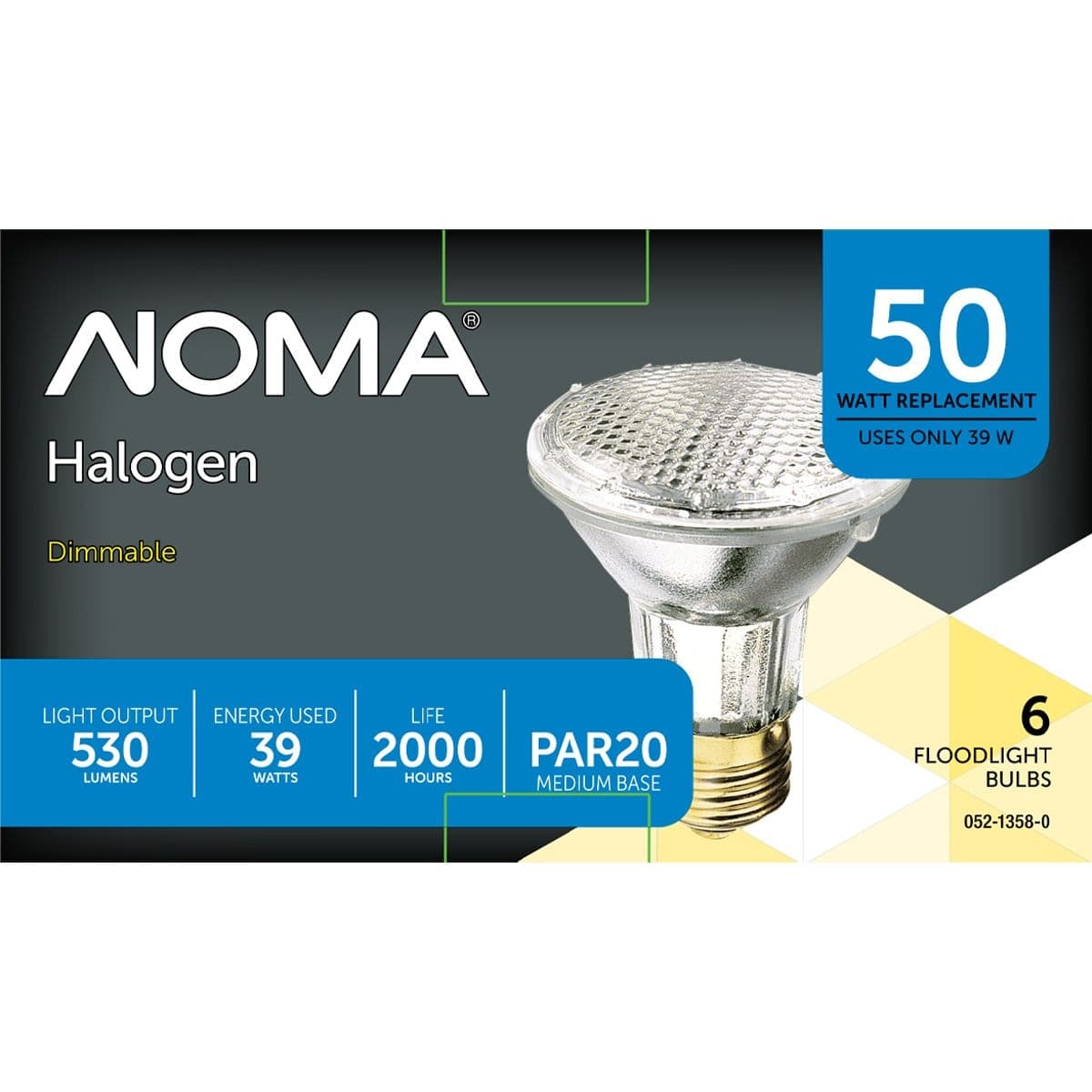 NOMA 39W PAR20 Energy Saving Halogen Light Bulbs, Soft White, 6-pk