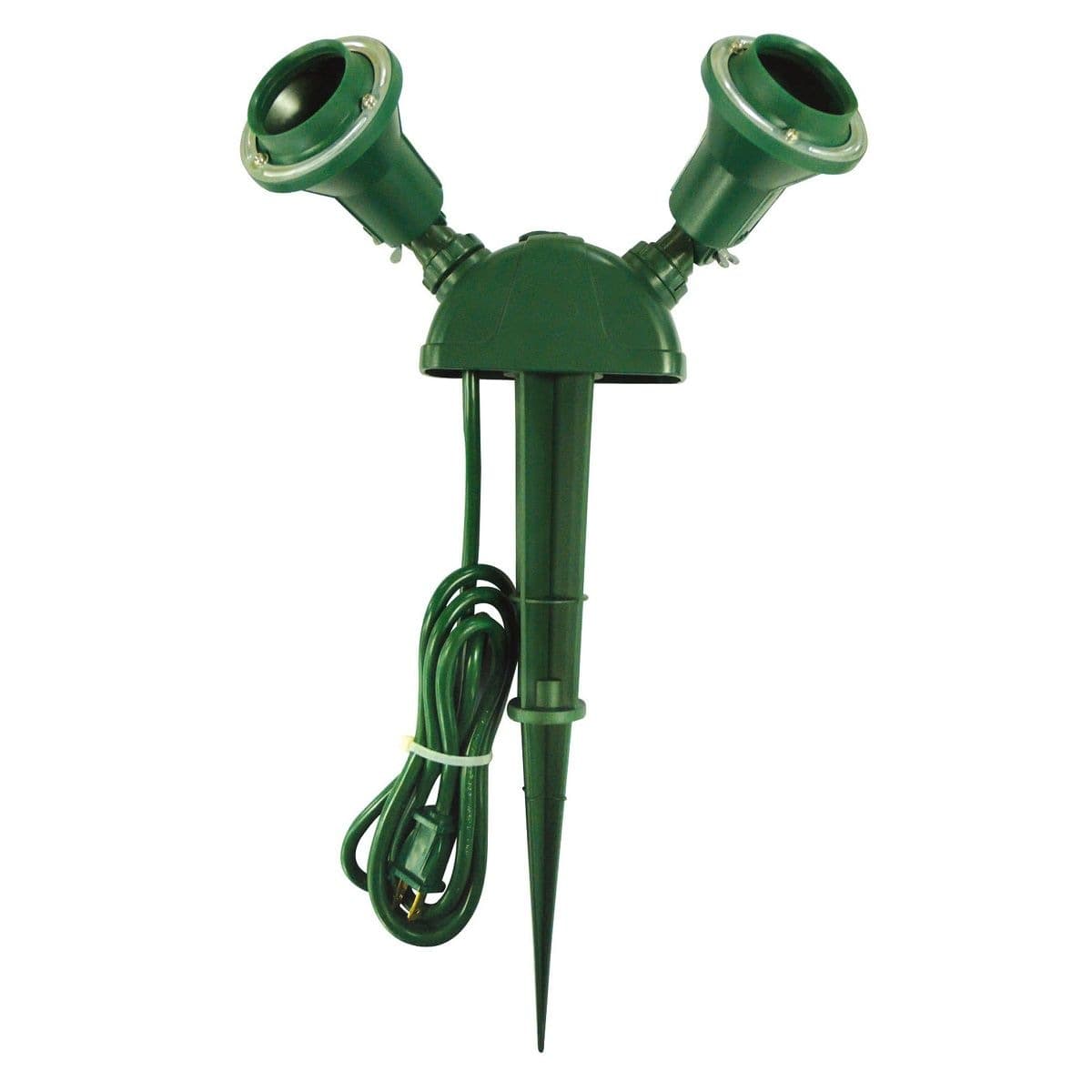 NOMA Outdoor Double Socket Flood Light with Ground Spike, Weather-Resistant,