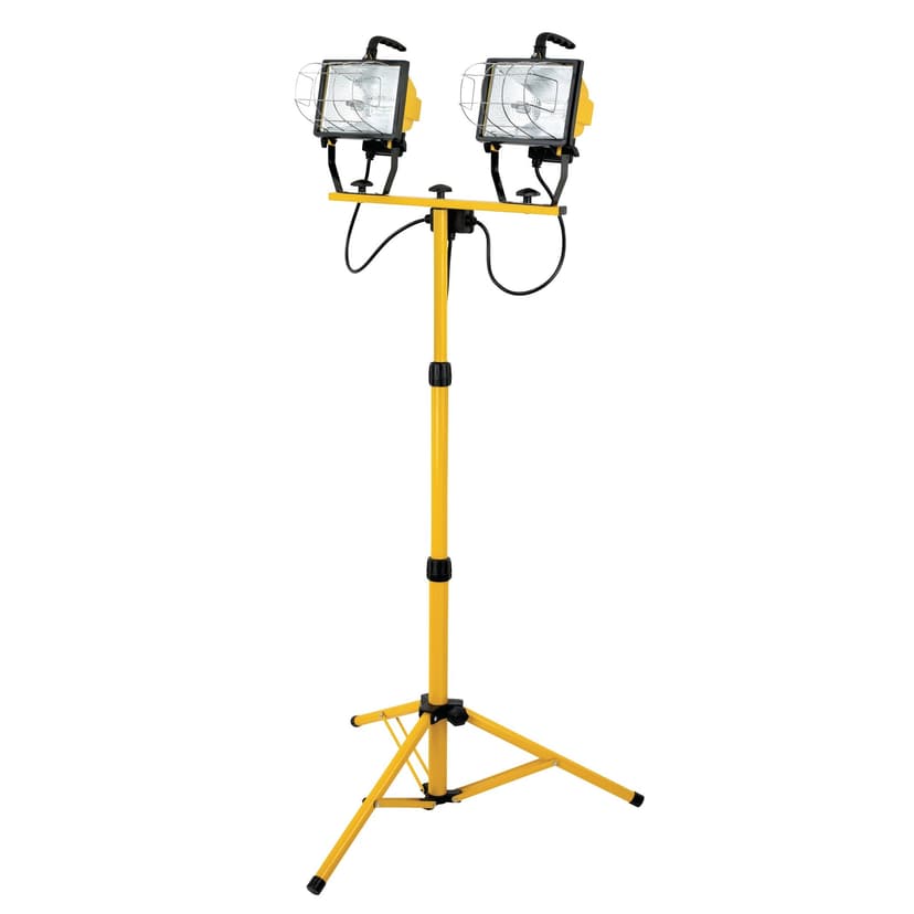 NOMA Twin-Head Halogen, Flood Light with Tripod, 2700K, Weather Resistant, 5-ft Cord, 1000W