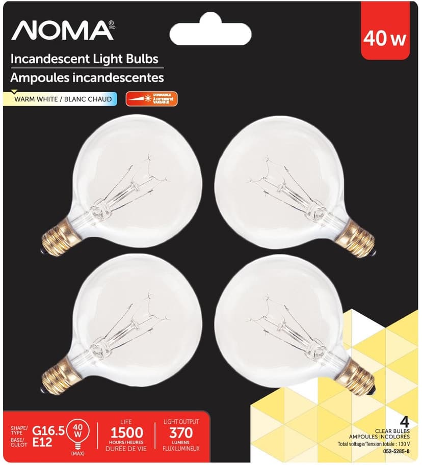 40W G16.5 Incandescent Globe Bulbs, Clear, 4-pk