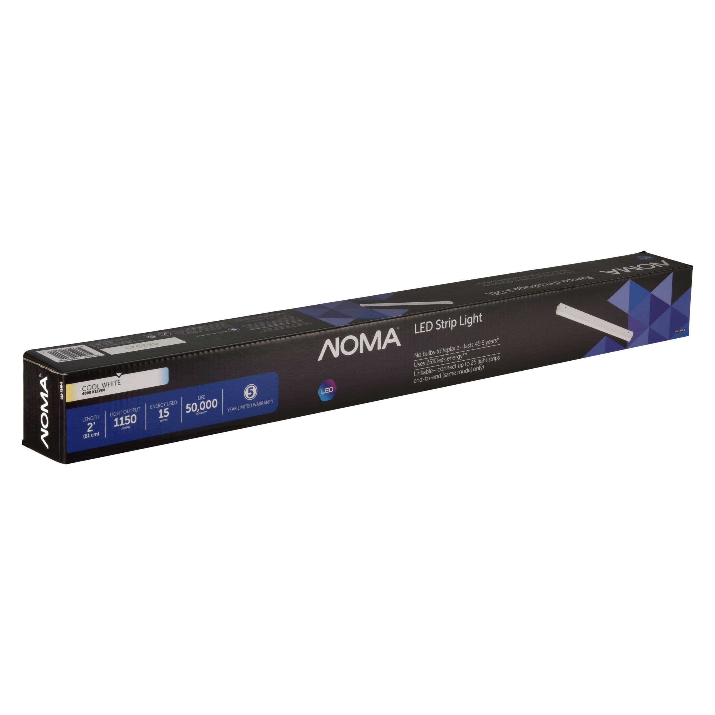 NOMA Indoor Single LED Strip Light, 1150 Lumnes, 2-ft, Cool White, 15W