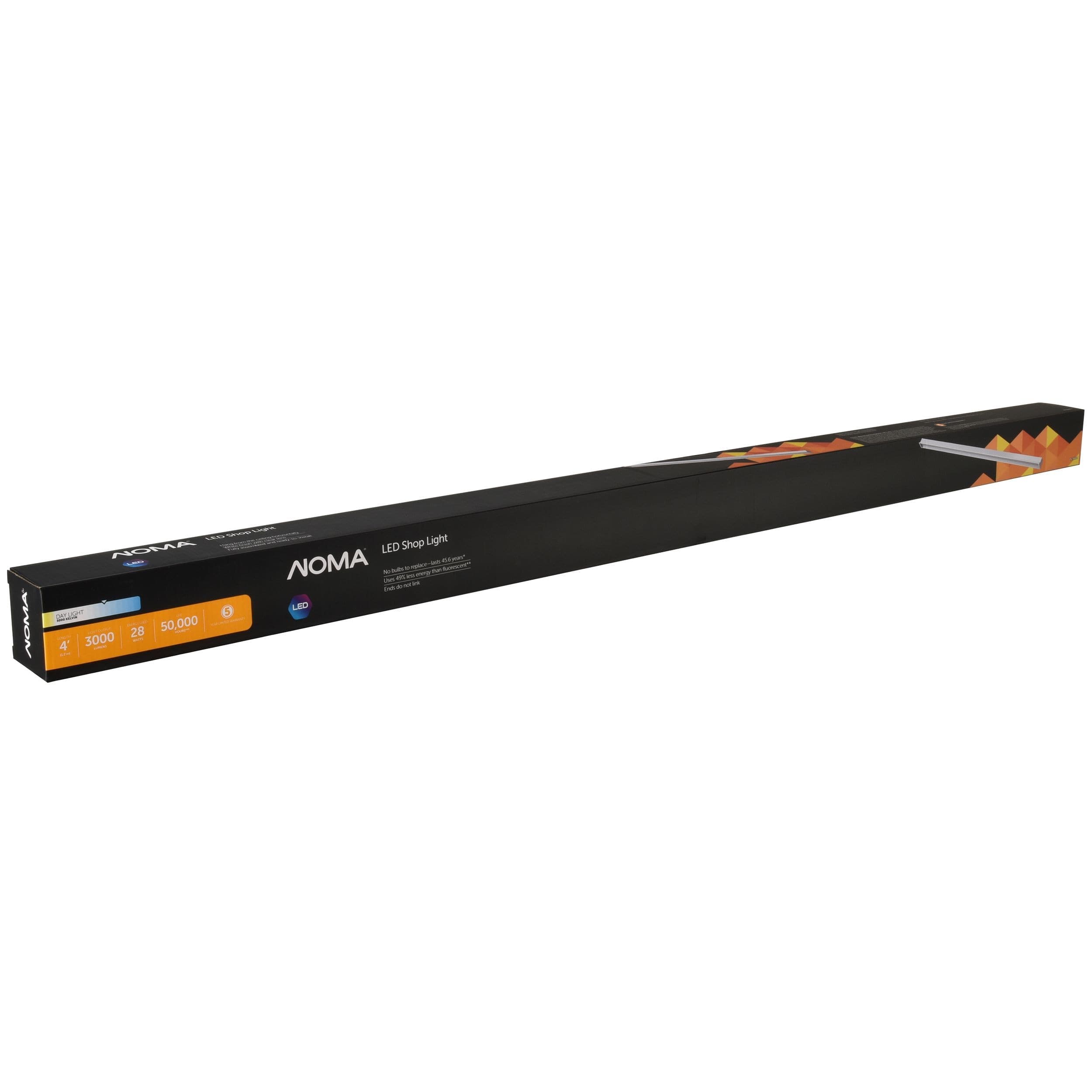 NOMA Indoor Single Tube LED Light Bar with Clear Lens, 3000 Lumens, Daylight, 28W, 4-ft