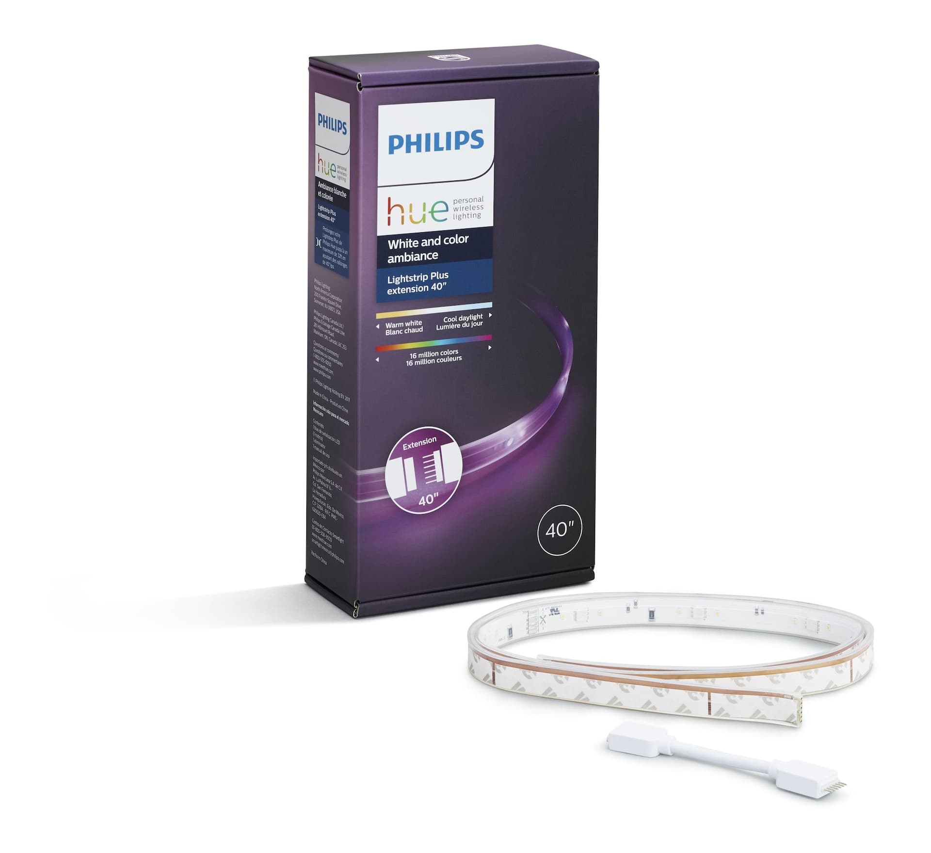 Philips Hue Smart LED Light Strip Plus Extension, White & Colour, 40-in