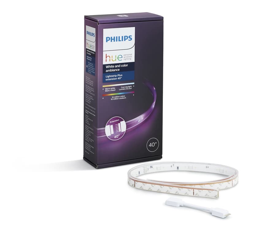 Philips Hue Smart LED Light Strip Plus Extension, White & Colour, 40-in