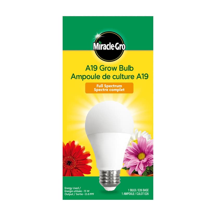 Miracle-Gro A19 E26 Full Spectrum White LED Grow Light Bulb for Indoor Gardens