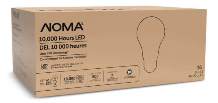 NOMA A19 60W Warm White LED Bulbs, 16-pk