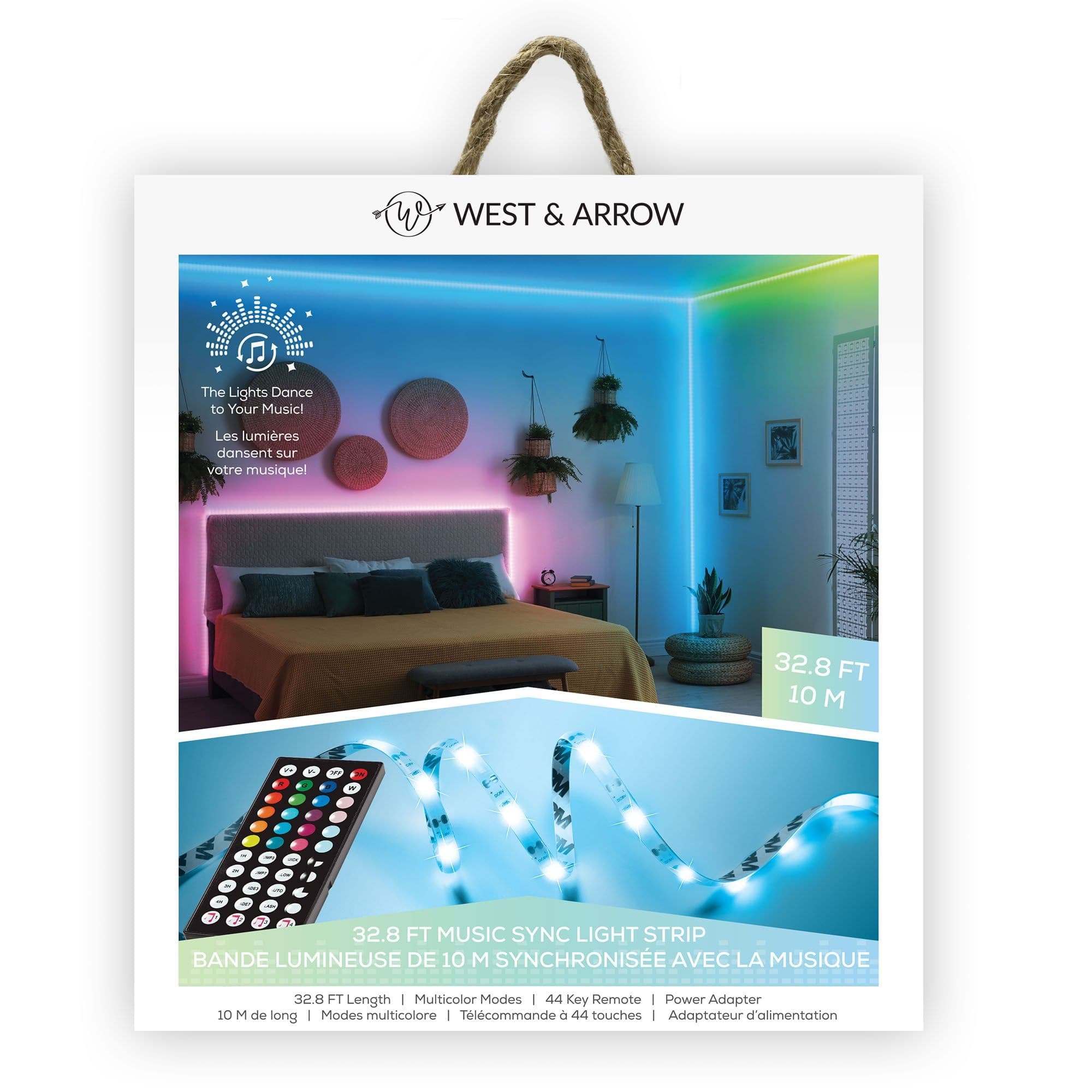 West & Arrow Merkury Sound Reactive RGB Strip Light with Weatherproof Coating, 32.8-ft