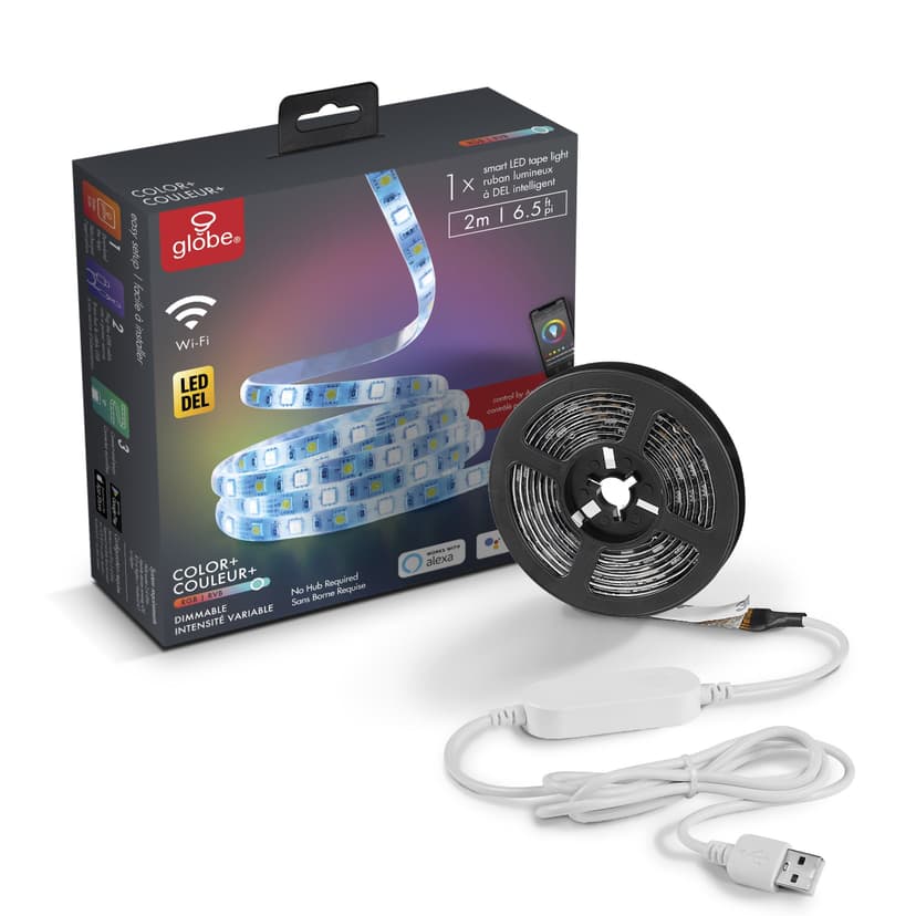 Globe Electric Wi-Fi LED RGB Smart Strip Light, 2-m/6.5-ft