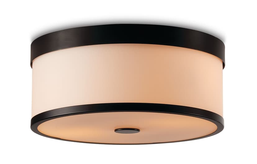 CANVAS Woodfield 2-Light Flush Mount Ceiling Light, Matte Black/Opal Glass Shade