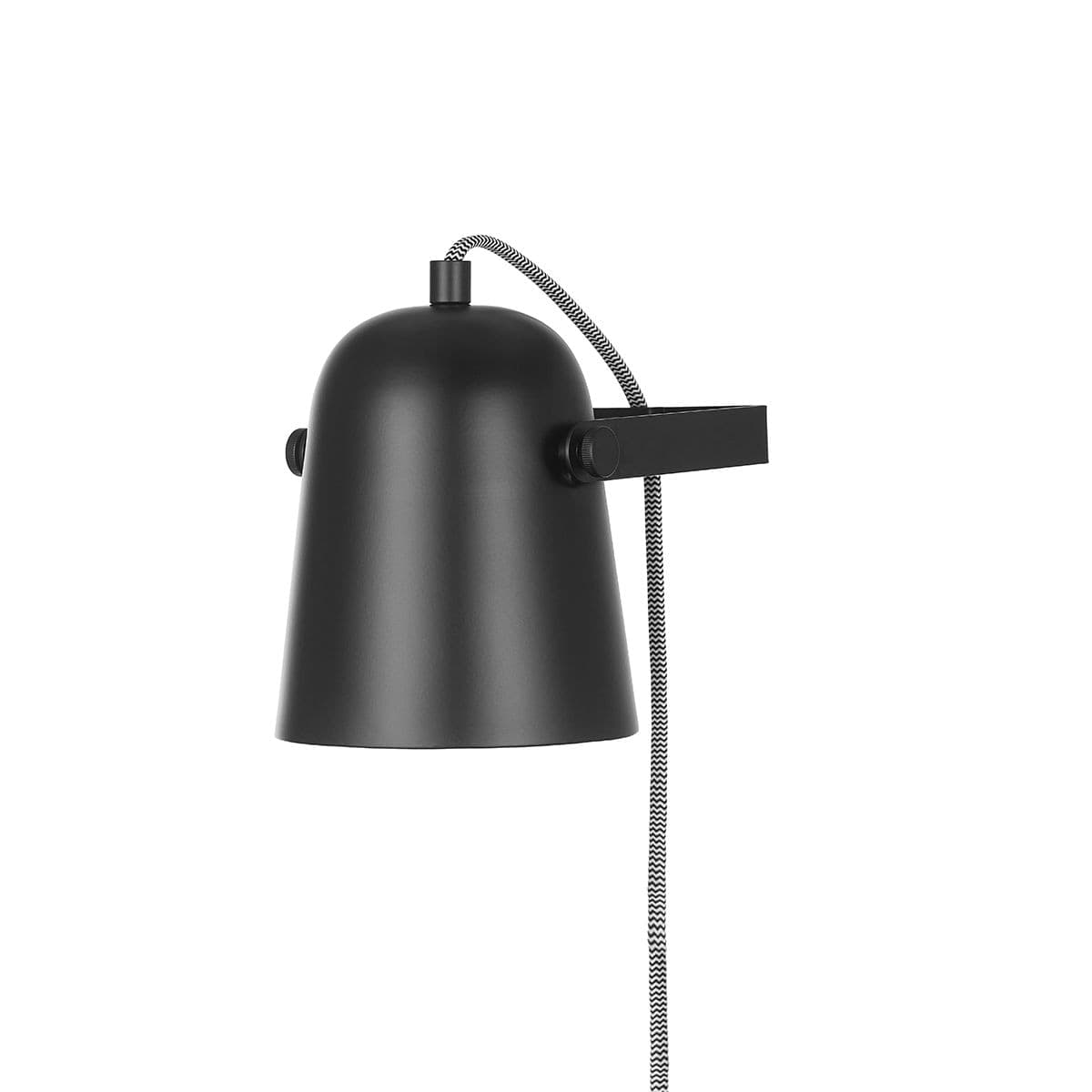 For Living Plug-In Wall Sconce with Pivoting Metal Shade, Black