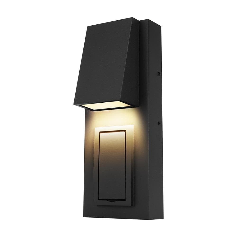 Addington Park Albion Low Profile Outdoor Wall Sconce with Electrical Outlet, Black
