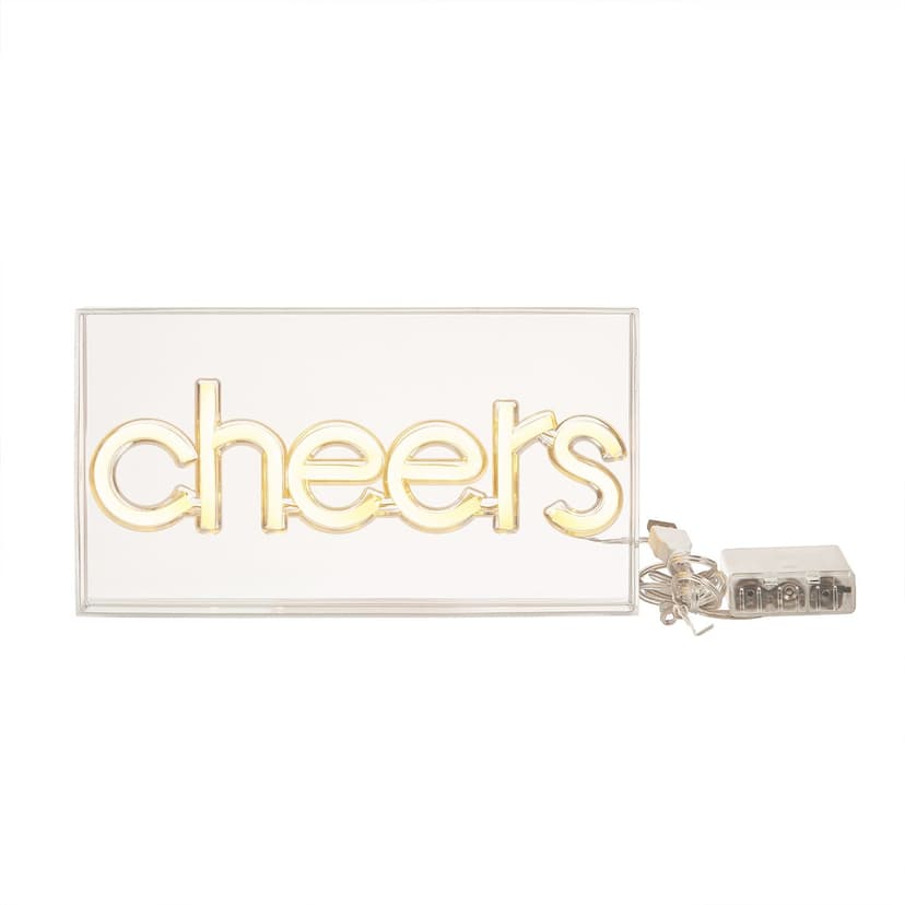 Globe LED Neon Cheers Sign, Battery-Operated, 5-in