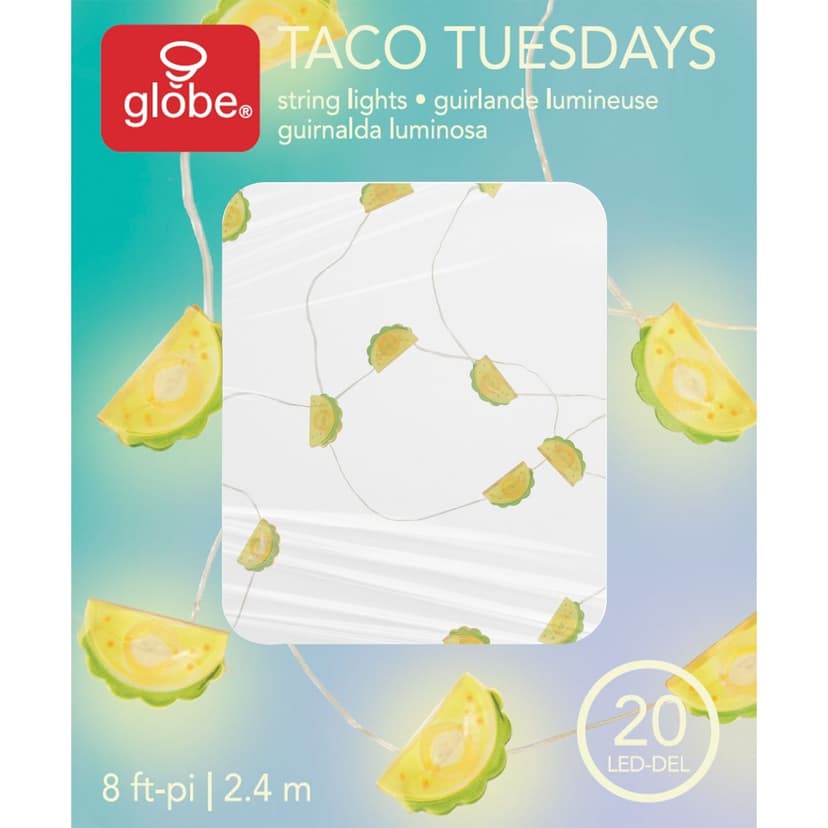 Globe Mini Taco Shaped LED String Light with 20 LEDs, 8-ft