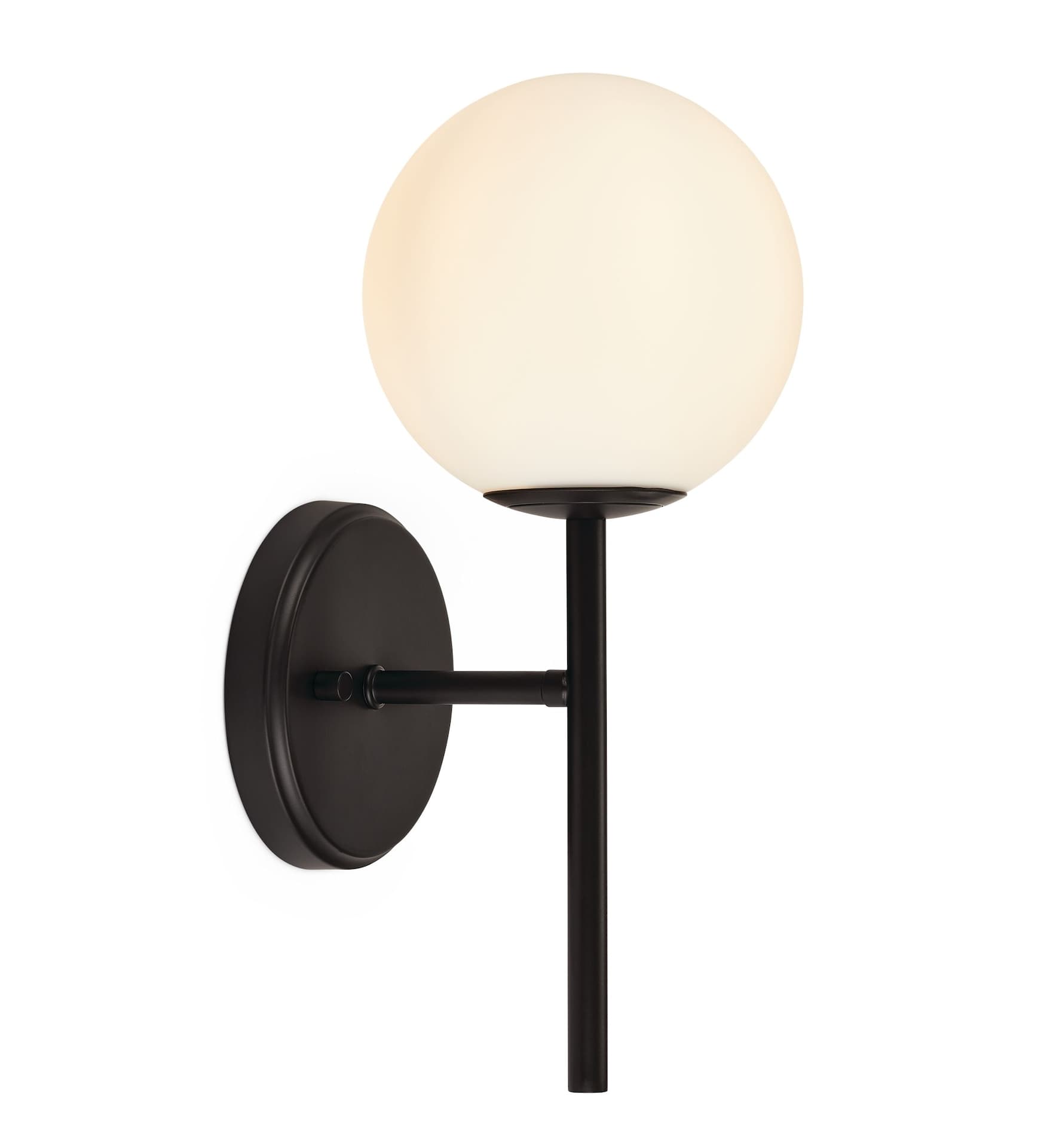 CANVAS Millbrook 1-Light Opal Globe Sconce Light Fixture, Black