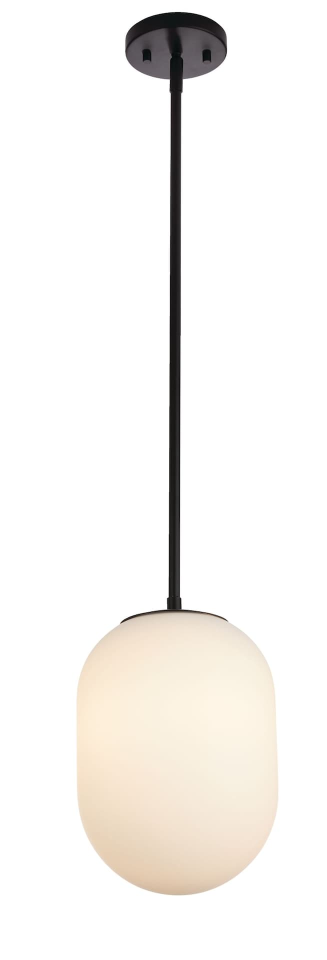 CANVAS Oakhurst 1-Light Etched Glass Shade Ceiling Pendant Light Fixture, Black