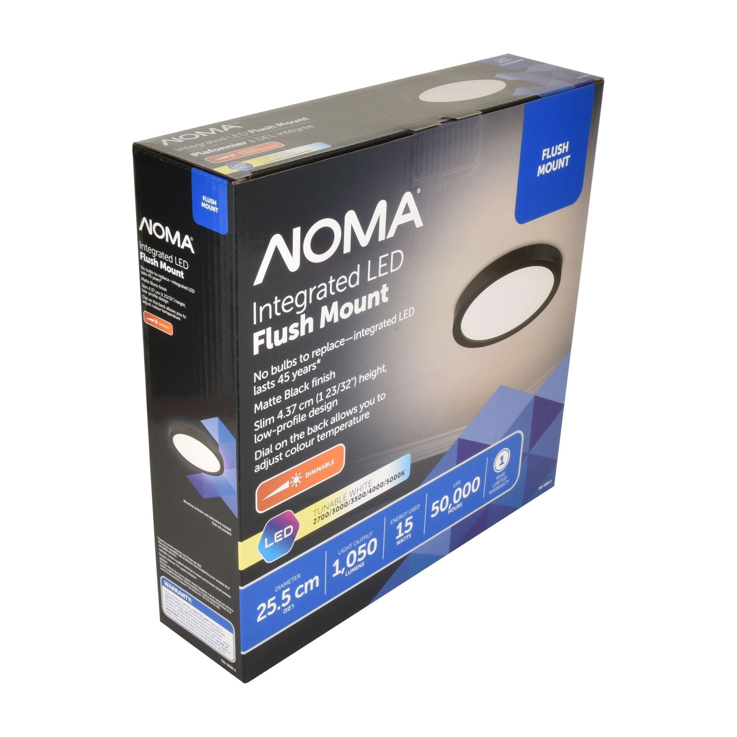 NOMA 5 CCT Round Frame Integrated LED Flush Mount Ceiling Light Fixture, Black, 10-in