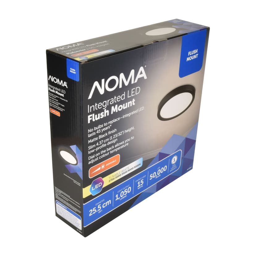 NOMA 5 CCT Round Frame Integrated LED Flush Mount Ceiling Light Fixture, Black, 10-in