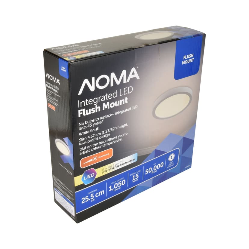 NOMA 5 CCT Round Frame Integrated LED Flush Mount Ceiling Light Fixture, White, 10-in