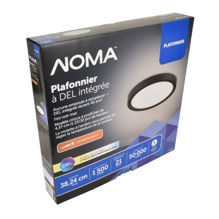 NOMA 5 CCT Round Frame Integrated LED Flush Mount Ceiling Light Fixture, Black, 15-in
