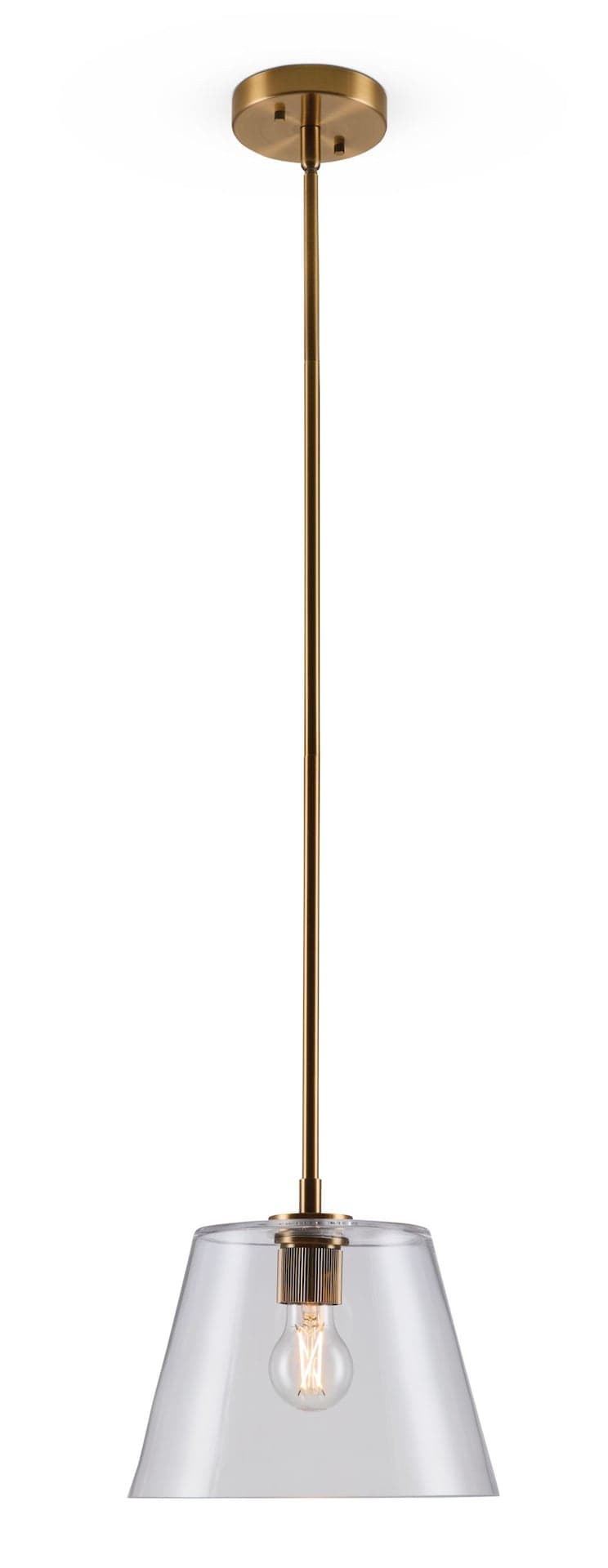 Canvas Cabriolet 1-Light Pendant with Glass Shade, Gold