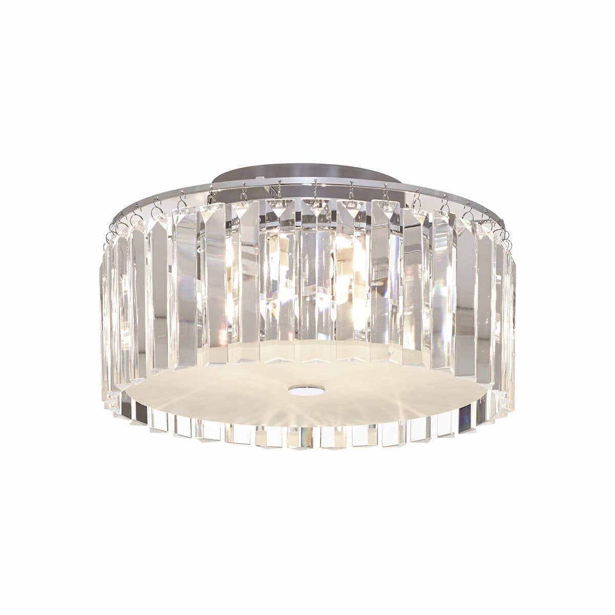 BAZZ Glam Round Chrome Ceiling Light Fixture with Decorative Glass Sticks
