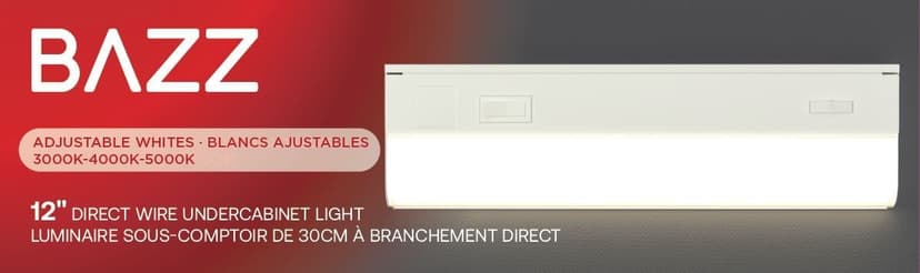 BAZZ 12-in 3000-5000K Dimmable Direct-Wire Integrated LED Undercabinet Bar Light Fixture
