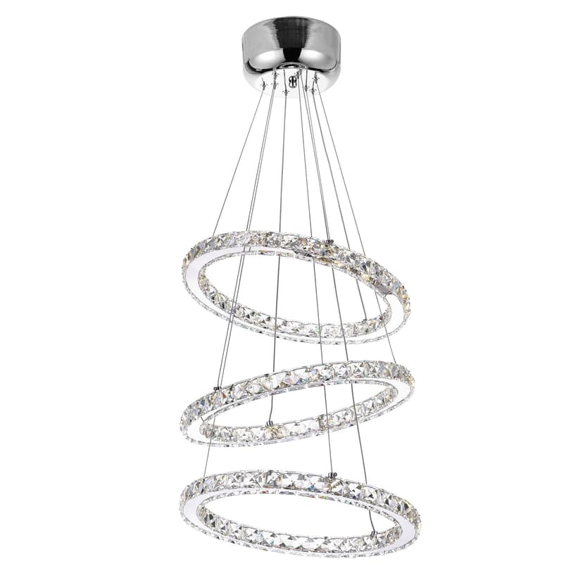 CWI Lighting Ring 3-Ring LED Chrome Flush Mount, 16-in
