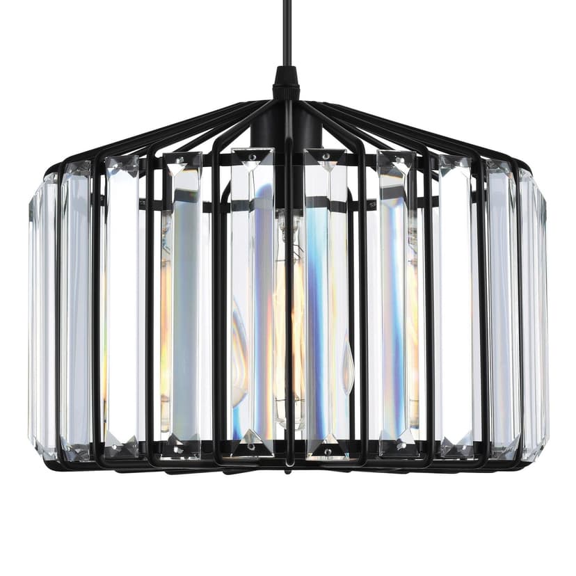 CWI Lighting Alethia 1-Light Black Drum Shade Pendant