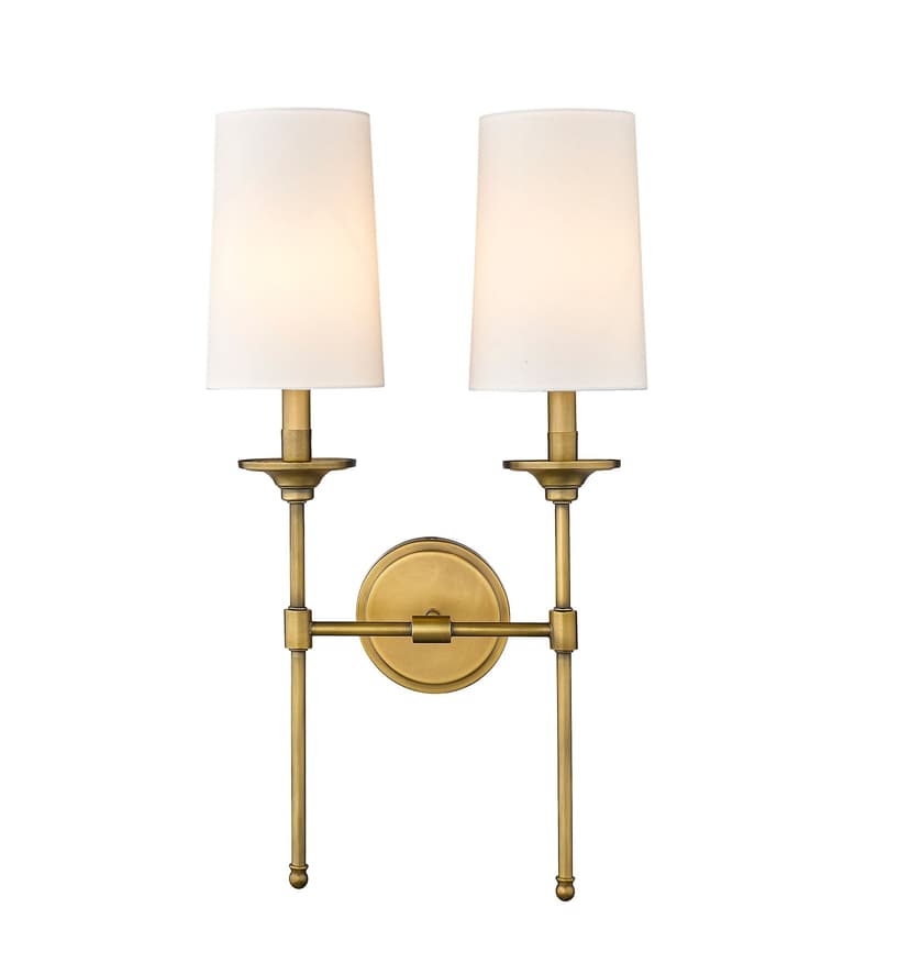 Z-Lite Emily 2-Light Sconce, Brass with Cloth Shade
