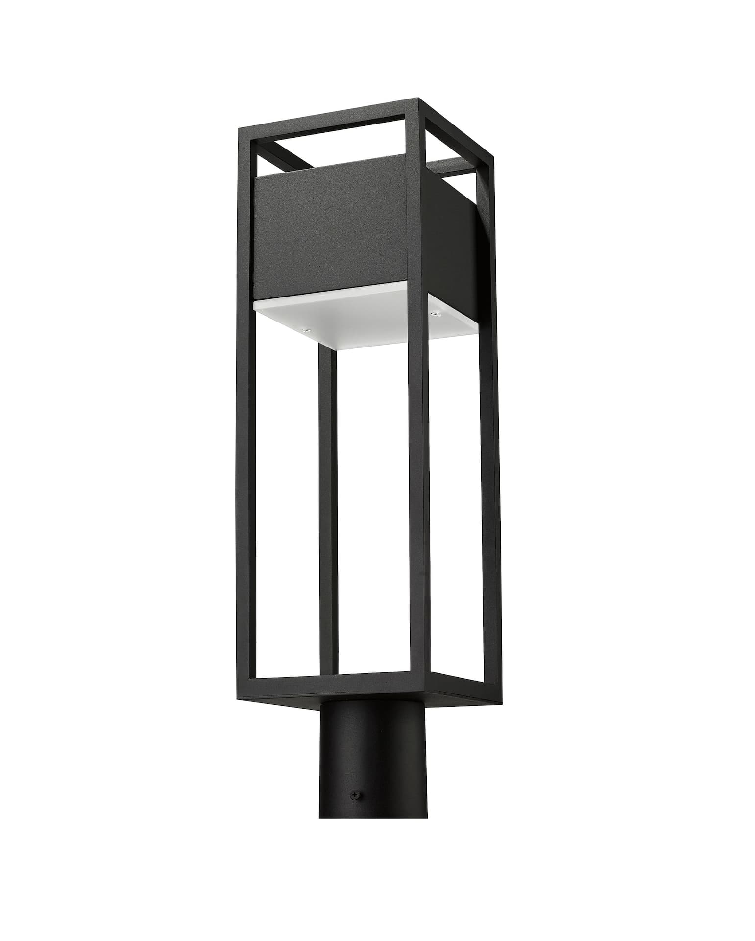 Z-Lite Barwick 1 Light Outdoor Post Mount Fixture with Etched Shade, Black