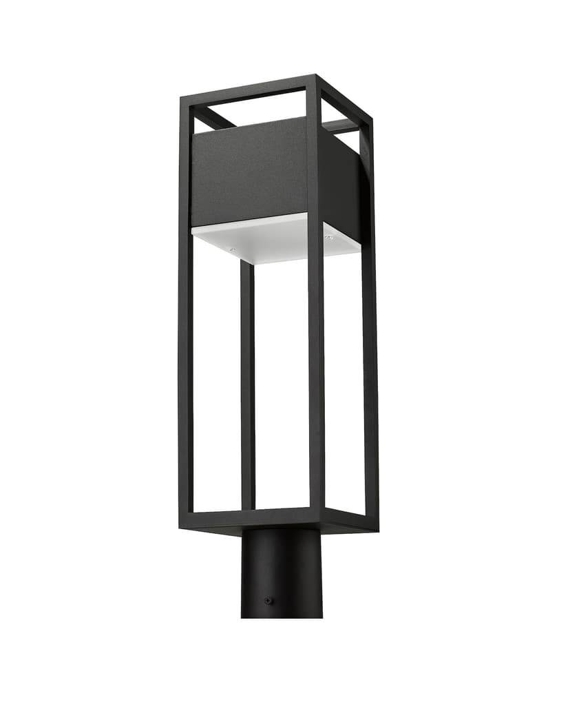 Z-Lite Barwick 1 Light Outdoor Post Mount Fixture with Etched Shade, Black