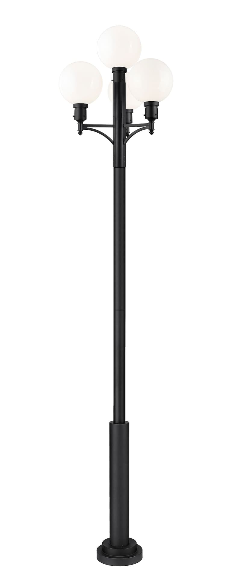 Z-Lite Laurent 4-Light Outdoor Post Mount Fixture, Black with Opal Shade