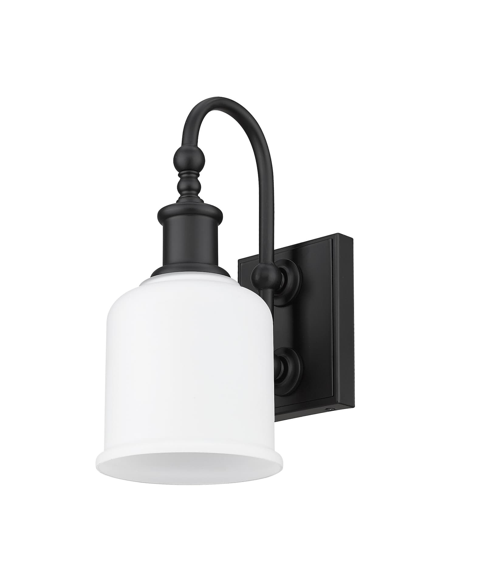 Z-Lite Bryant 1-Light Wall Sconce, Matte Black with Opal Shade