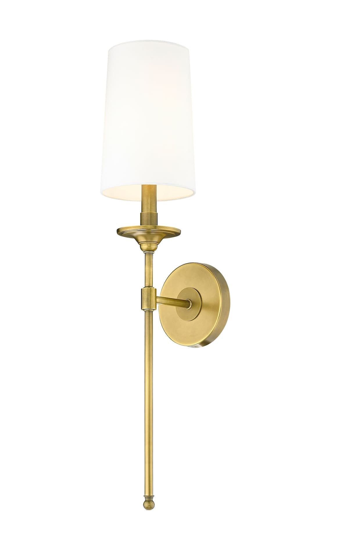 Z-Lite Emily 1-Light Wall Sconce, Rubbed Brass with Fabric Shade