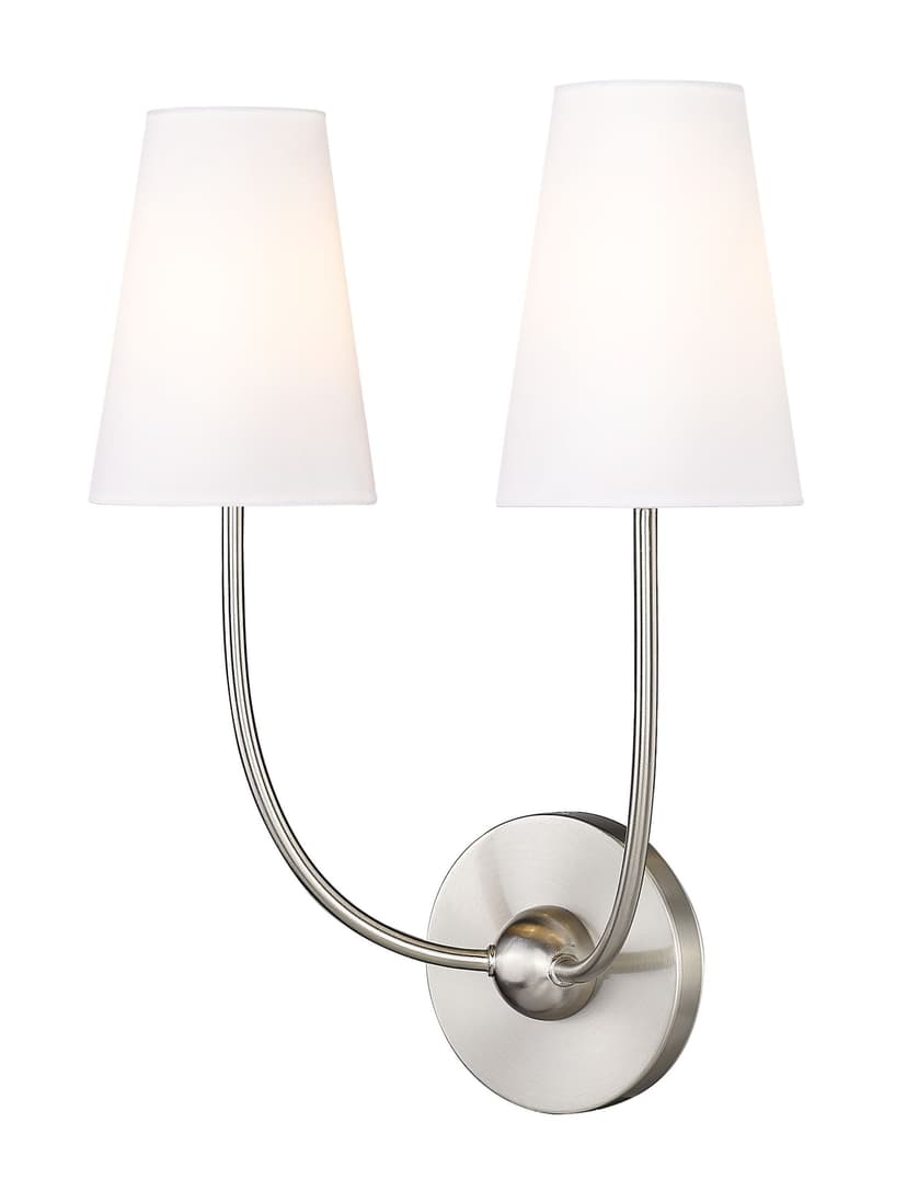 Z-Lite Shannon 2-Light Wall Sconce, Brushed Nickel with Fabric Shade