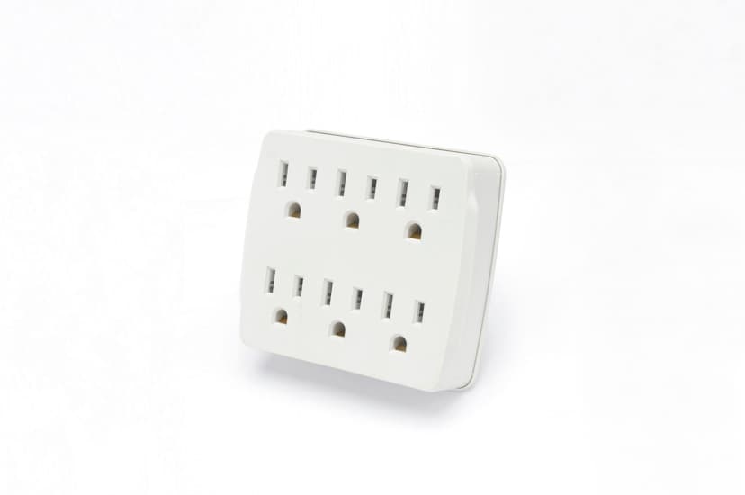 Certified 6-Outlet Extender Wall Tap, Grounded Adapter, 3-Prong, White