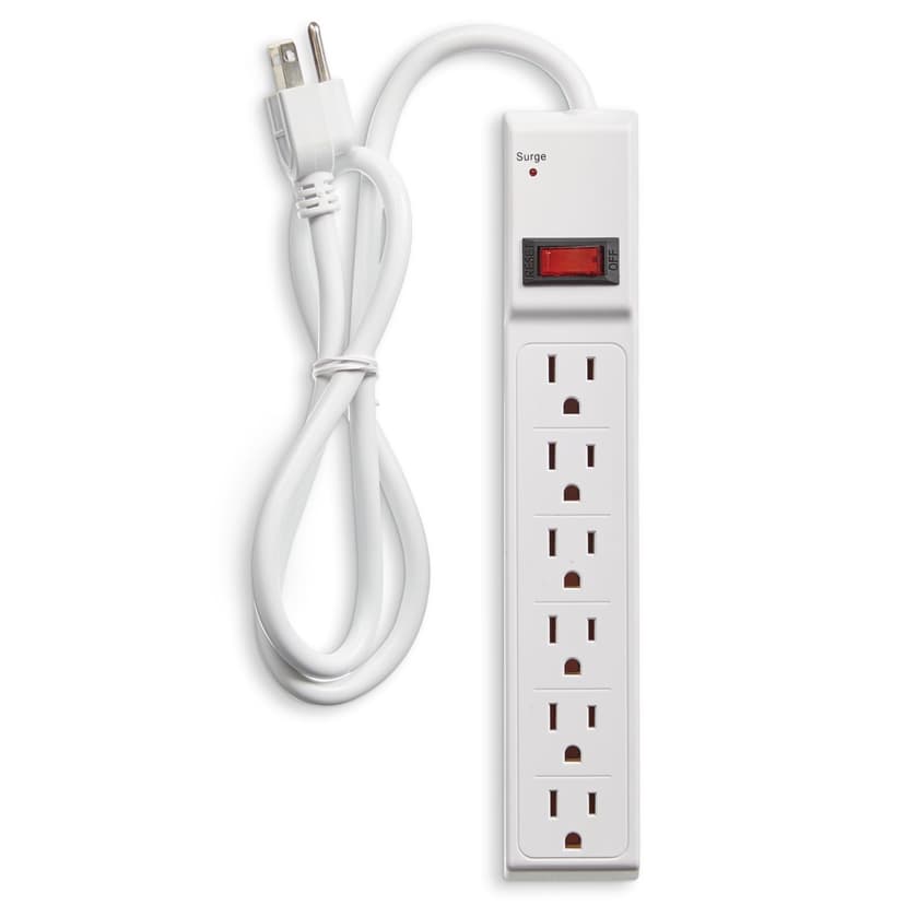 Certified 6-Outlet Surge Protector Power Bar, 3-ft cord, 350 Joules, White