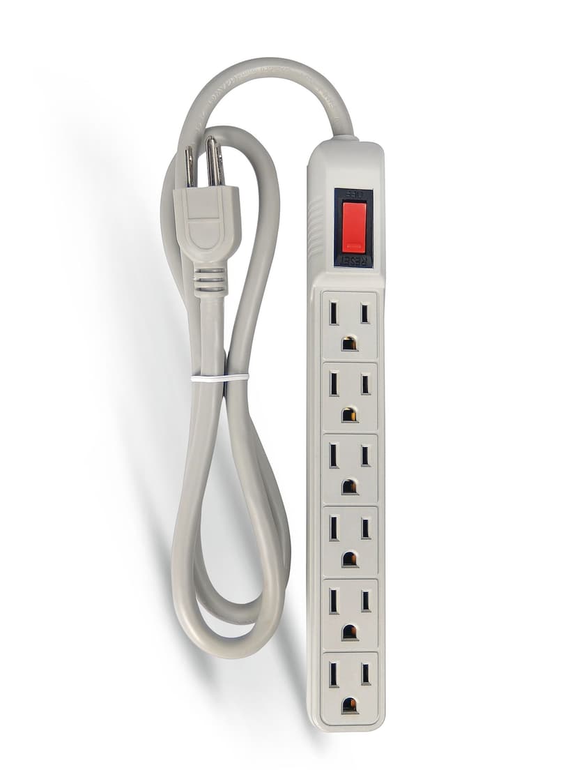 Certified 6-Outlet Power Bar, 3-ft cord, White