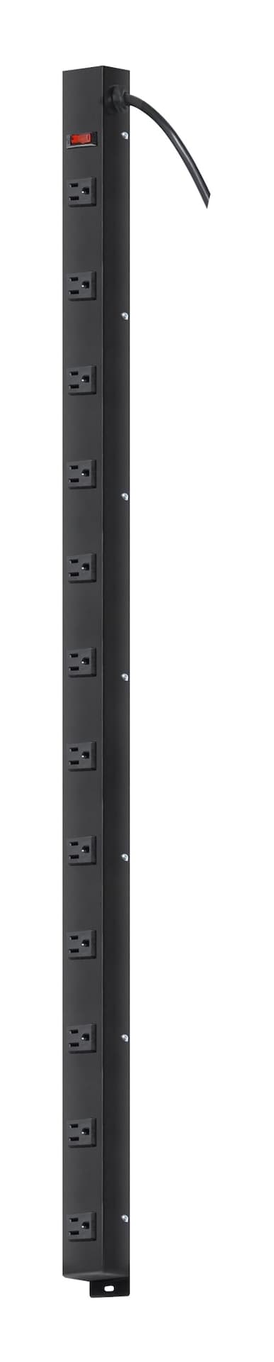 Mastercraft 12-Outlet Power Bar with 6-ft Cord and Lighted Switch, Black, 4-ft