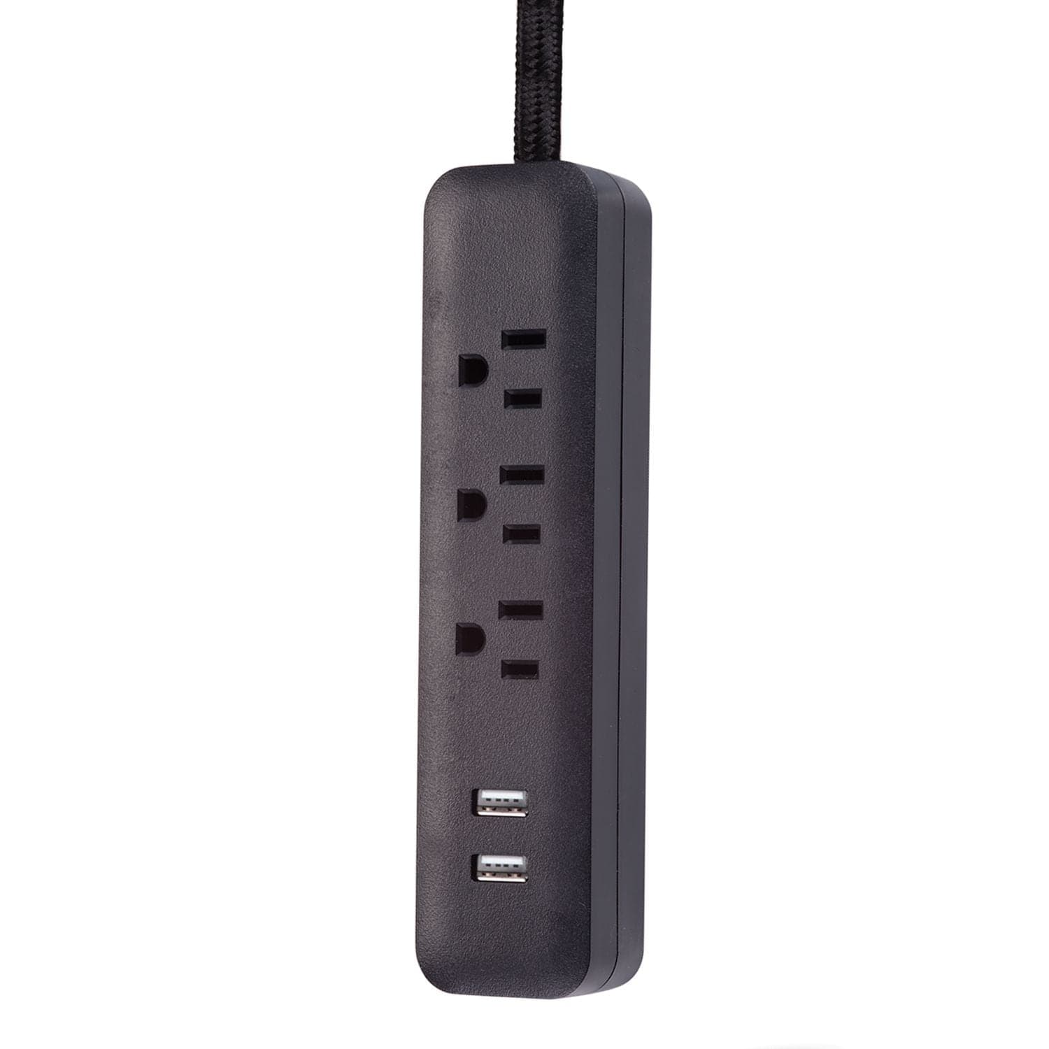 Globe Designer 3-Outlet Power Strip Surge Protector with 2 USB Outlets, Black, 6-ft