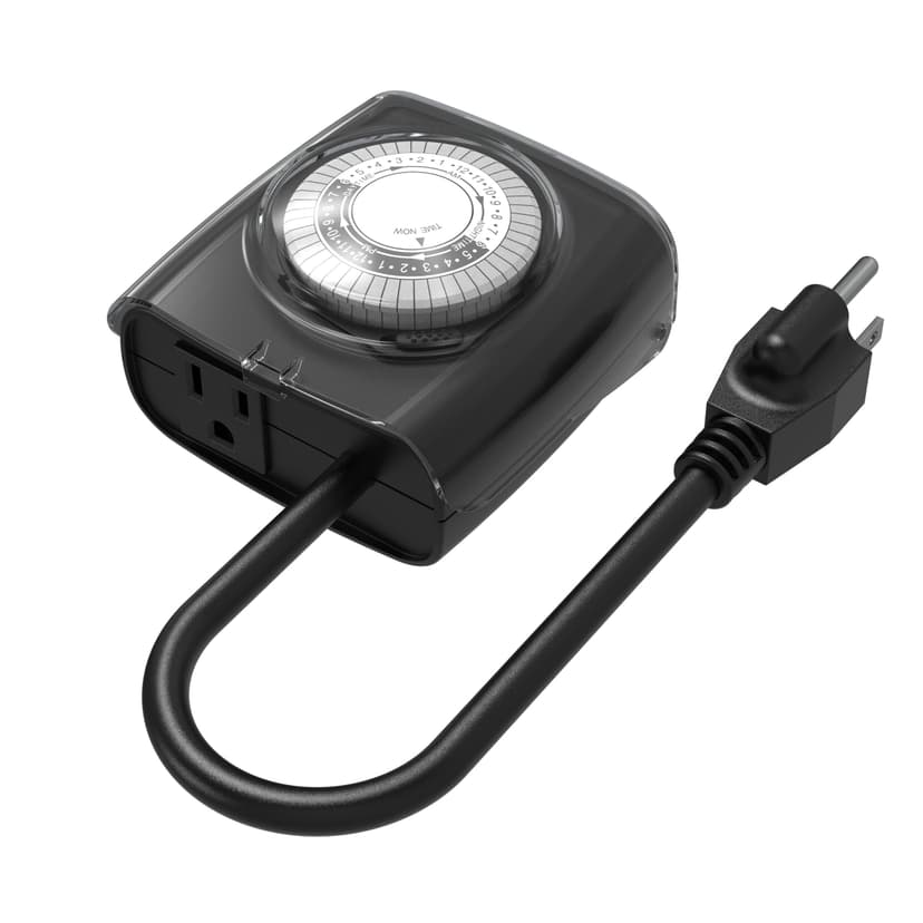 NOMA 24 Hour Outdoor Mechanical Timer, 96 Programmable settings, 1 Grounded Outlet, Black