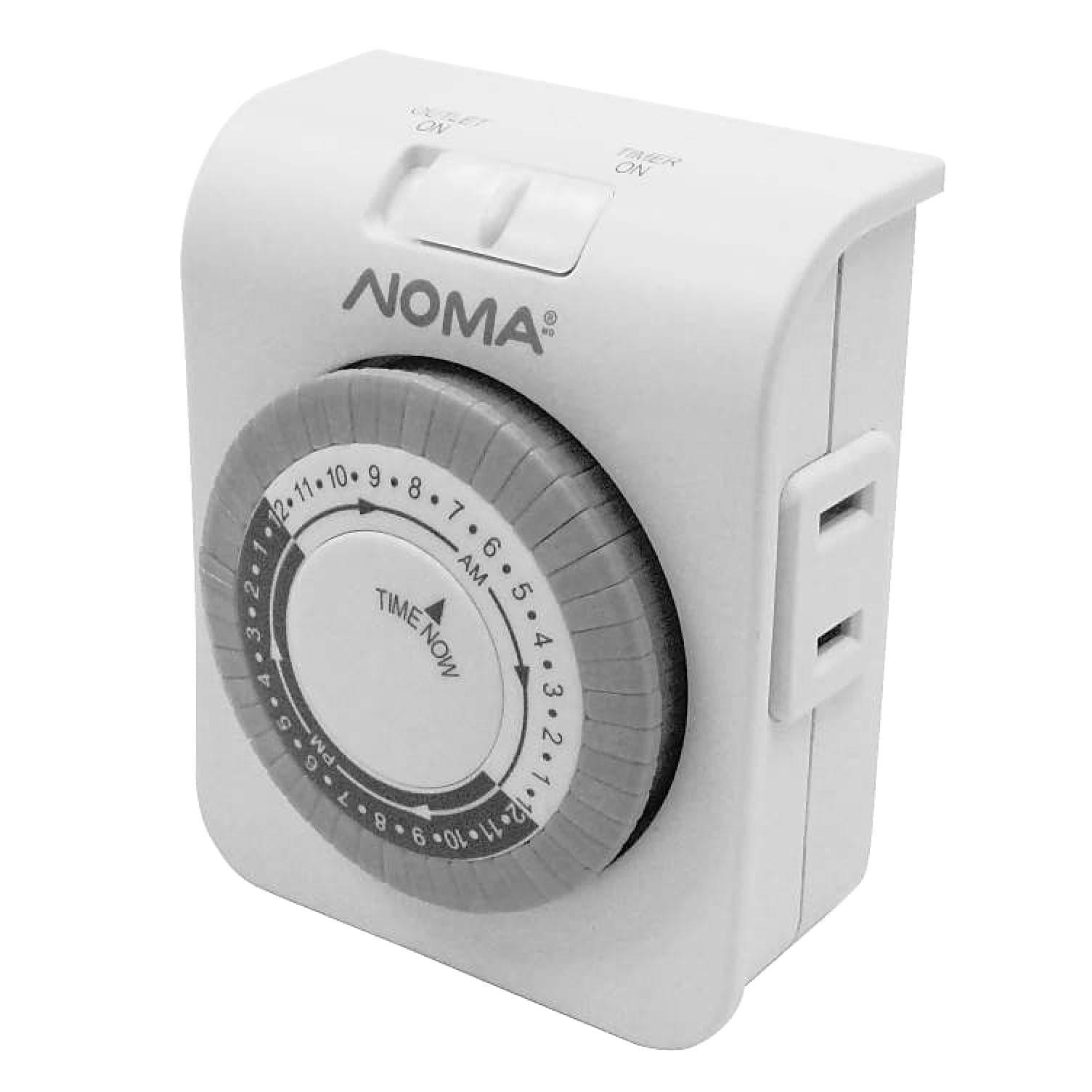 NOMA 24 Hour Indoor Mechanical Timer, 24 Programmable settings, 2-Outlets, White