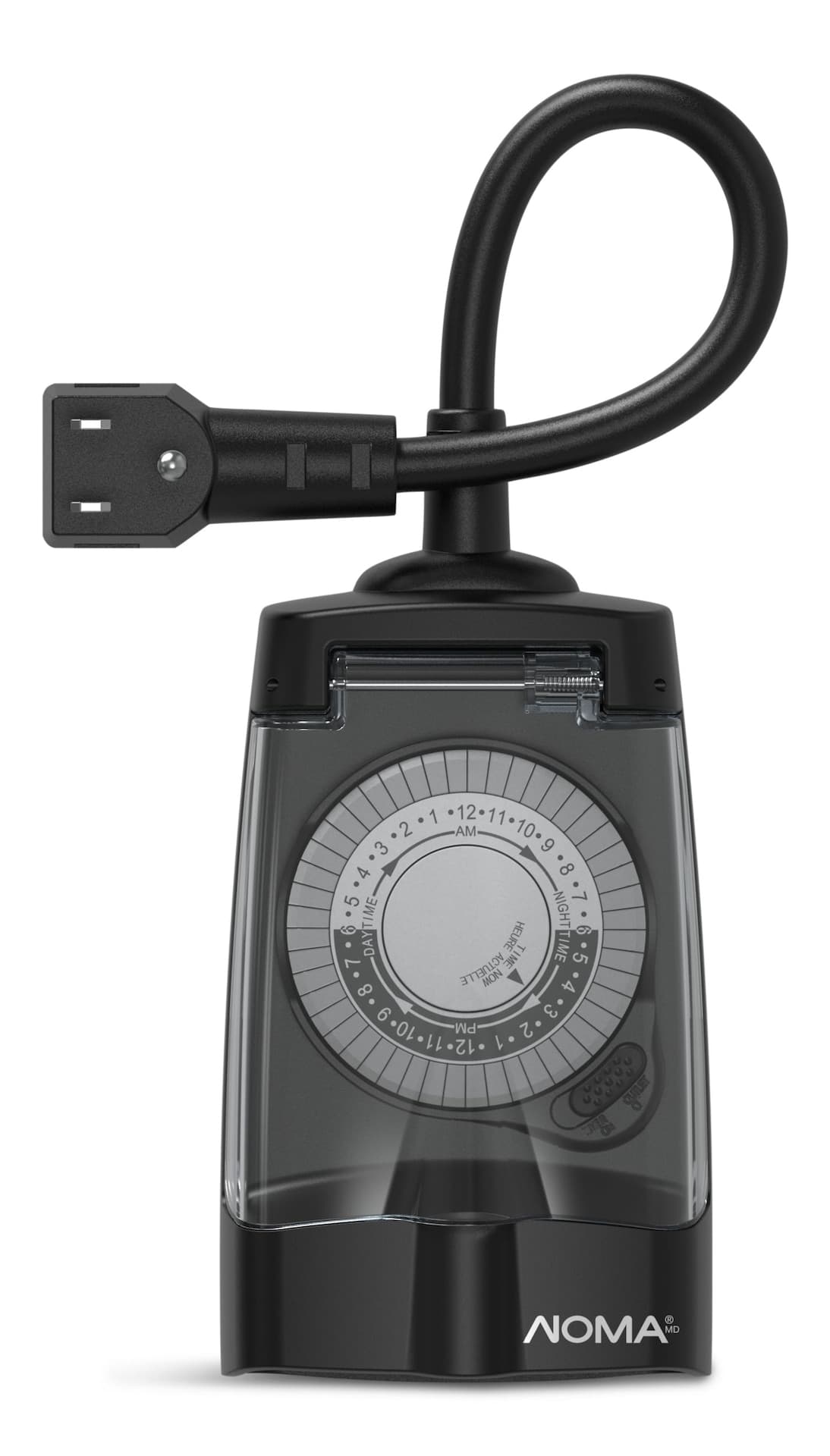 NOMA 24 Hour Outdoor Mechanical Timer, 24 Programmable settings, 2 Grounded Outlets, Black