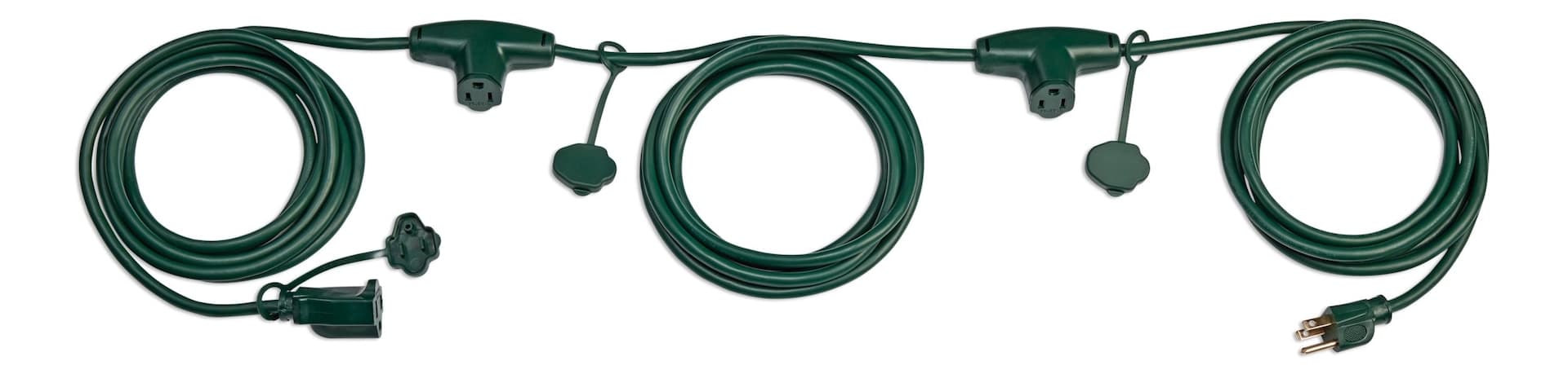NOMA 25-ft Outdoor Extension Cord, 3 Outlets, Safety Cover, Green